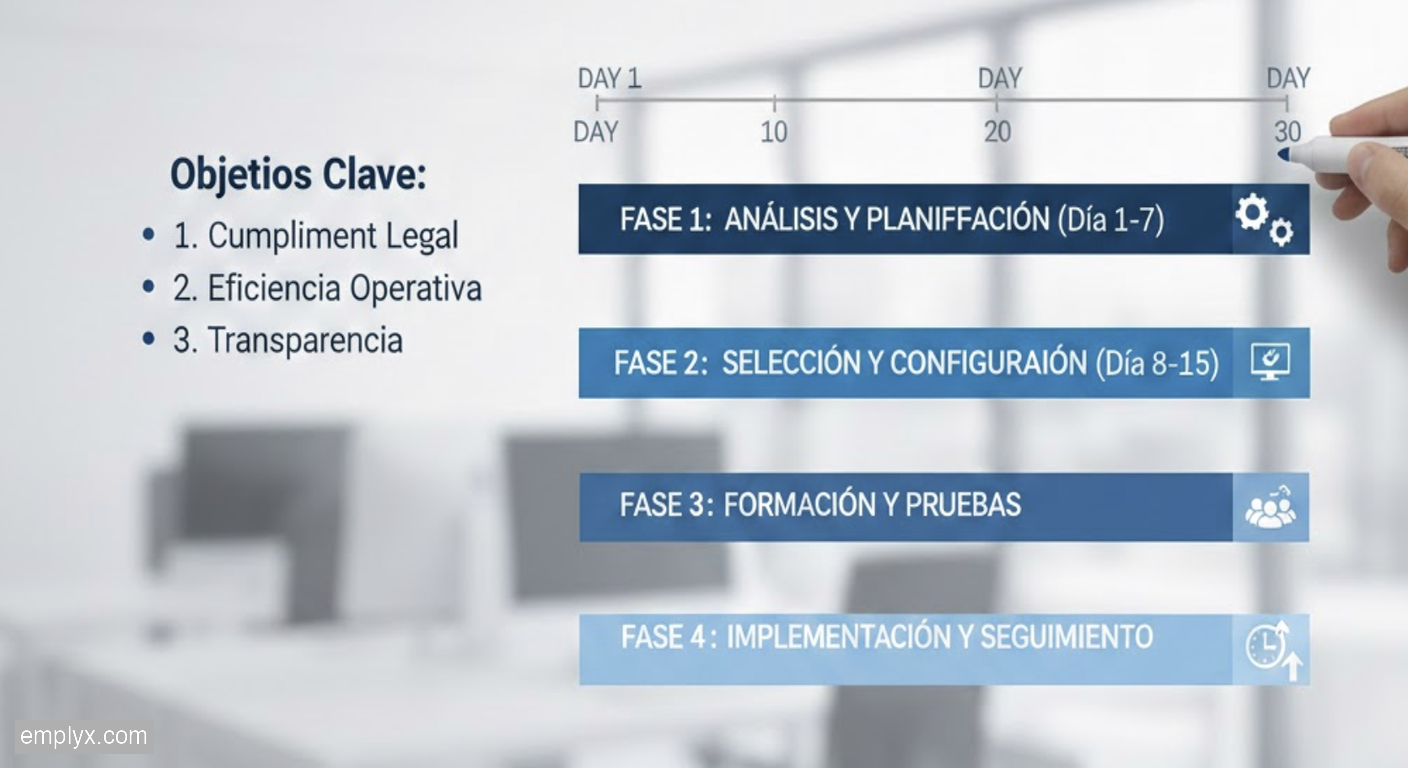 Implantar el control horario en 30 días: plan de proyecto realista